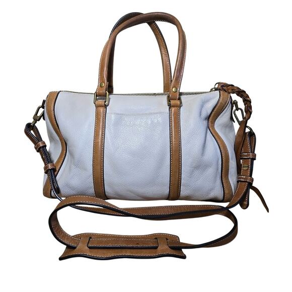 Fossil Kendal Satchel Saddle Bag Taupe Pebbled Leather Leather Handles Strap - Picture 1 of 13
